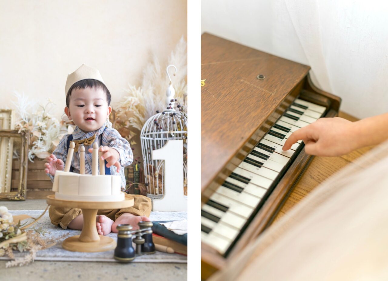 東京・墨田区吾妻橋のこども写真館・花と星フォトスタジオのバースデーケーキのオブジェ