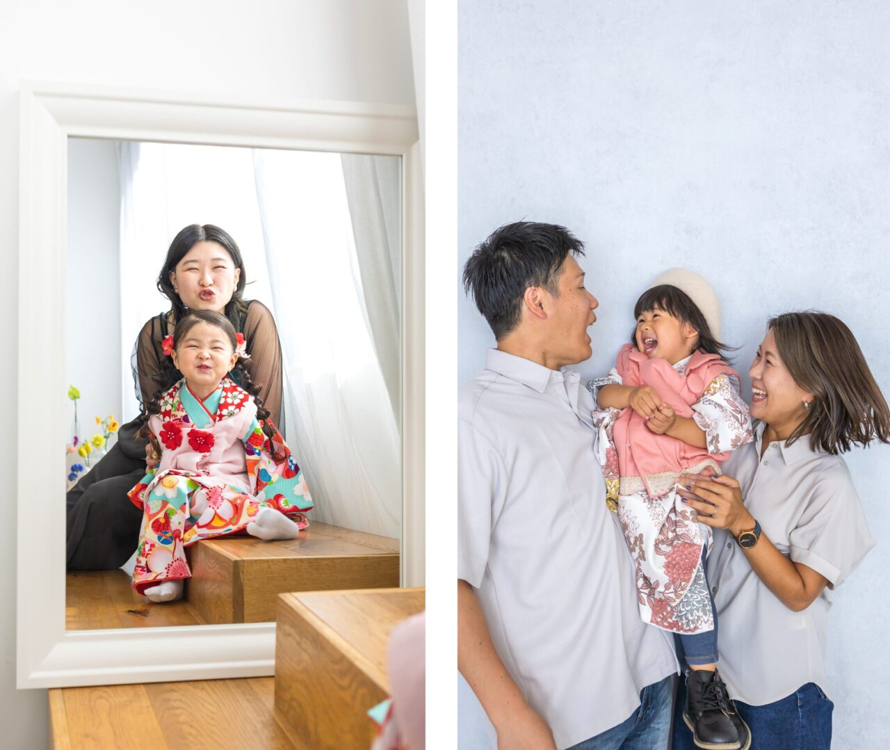 墨田区のこども写真館・花と星フォトスタジオの七五三、3歳七五三とママと家族写真